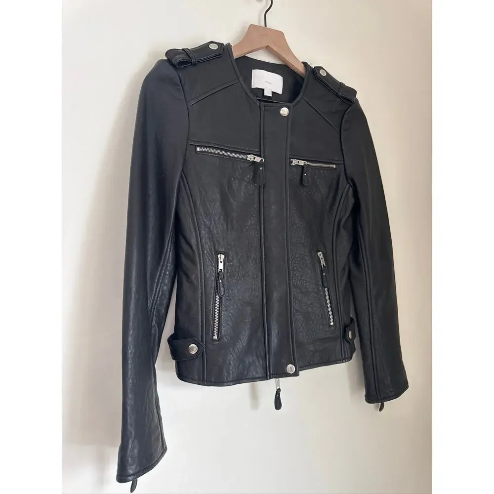 Walter Baker New York Black Leather Moto Jacket, Medium - Picture 3 of 10